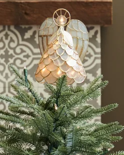 Balsam Hill Capiz Angel Lighted Tree Toppers New