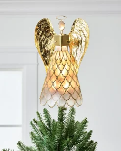 Balsam Hill Capiz Angel Lighted Tree Toppers New