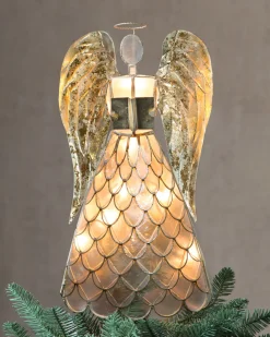 Balsam Hill Capiz Angel Lighted Tree Toppers New