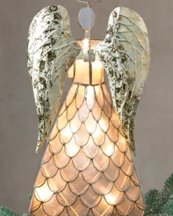 Balsam Hill Capiz Angel Lighted Tree Toppers New