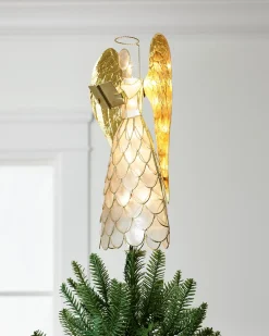 Balsam Hill Capiz Angel Lighted Tree Toppers New