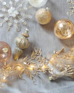 Balsam Hill Lit Glitter Leaf Christmas Tree Garlands Sale