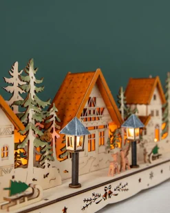 Balsam Hill Lit Wooden Christmas Mantel Villages Outlet