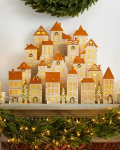 Balsam Hill Lit Wooden Christmas Mantel Villages Outlet