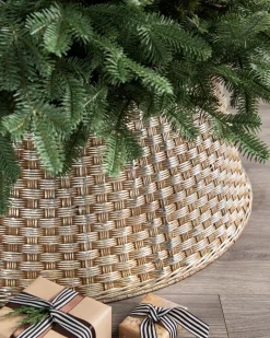 Balsam Hill Metallic Basketweave Christmas Tree Collars Sale