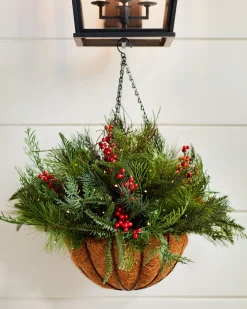 Balsam Hill Outdoor Red Berry Pine Foliage New