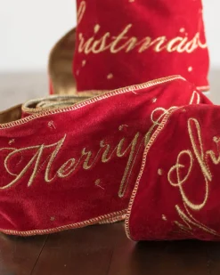Balsam Hill Velvet Merry Christmas Tree Ribbon Online