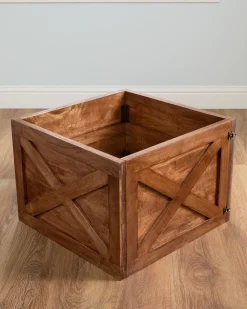 Balsam Hill Wooden Crate Christmas Tree Collars New