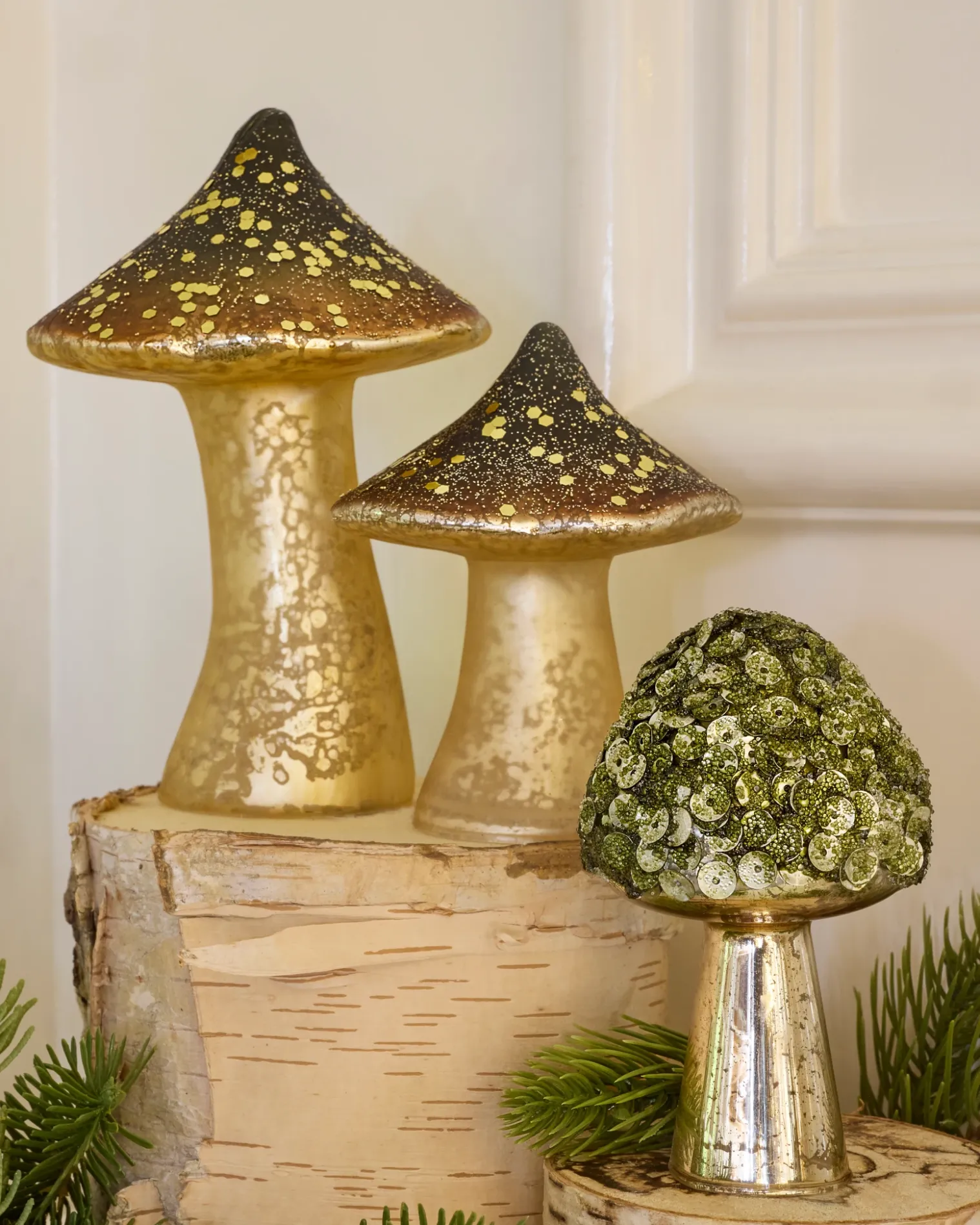 Balsam Hill Woodland Glass Mushrooms New